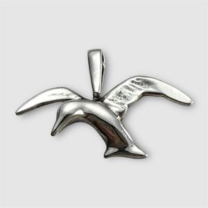 Vintage Sterling Silver 925 Flying Bird Hummingbird Pendant – Hammered Back